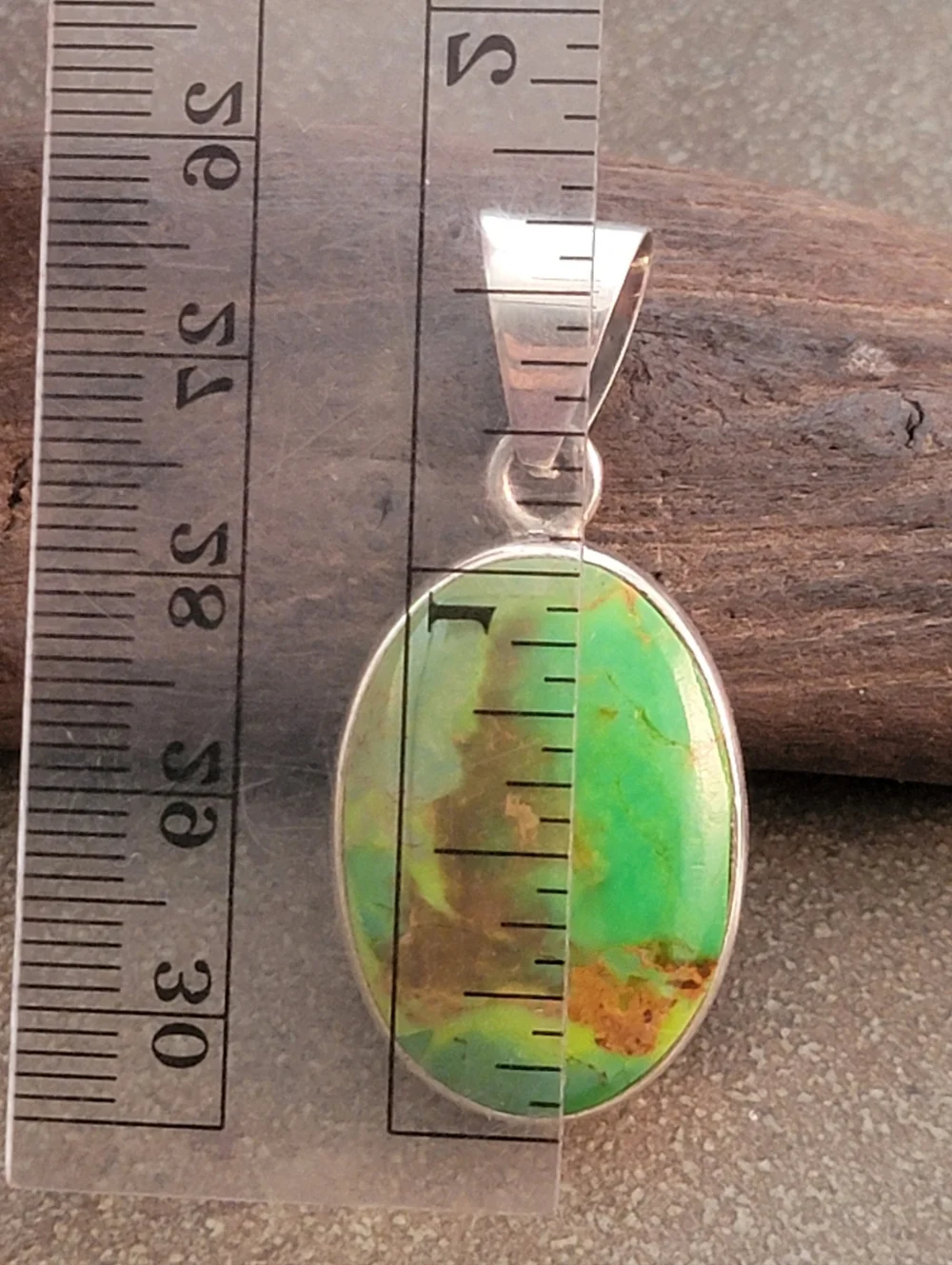Oval Sterling Royston Green Turquoise Brown Matrix Pendant